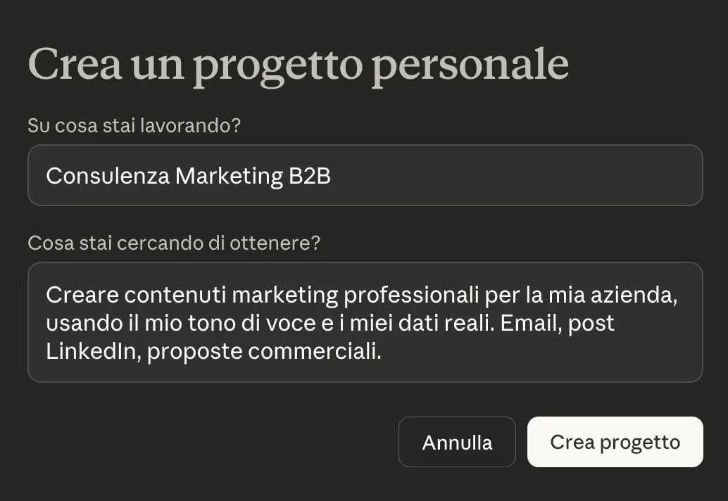 Creazione progetto su Claude, Gemini e ChatGPT